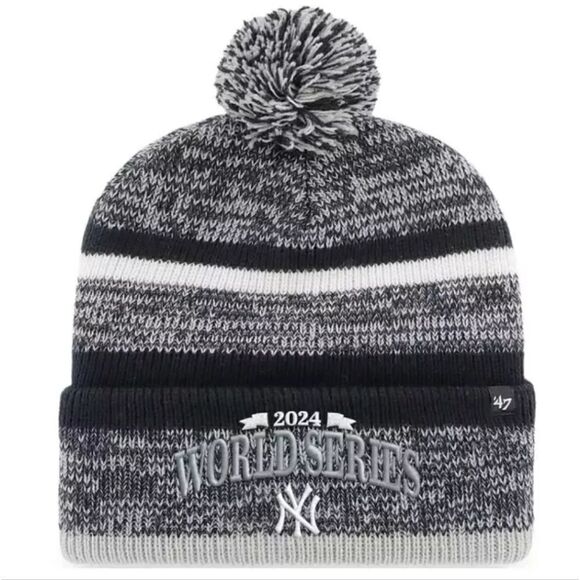 NEW '47 Brand 2024 World Series Bound Adult New York Yankees Knit Beanie W/Pom - Picture 1 of 5